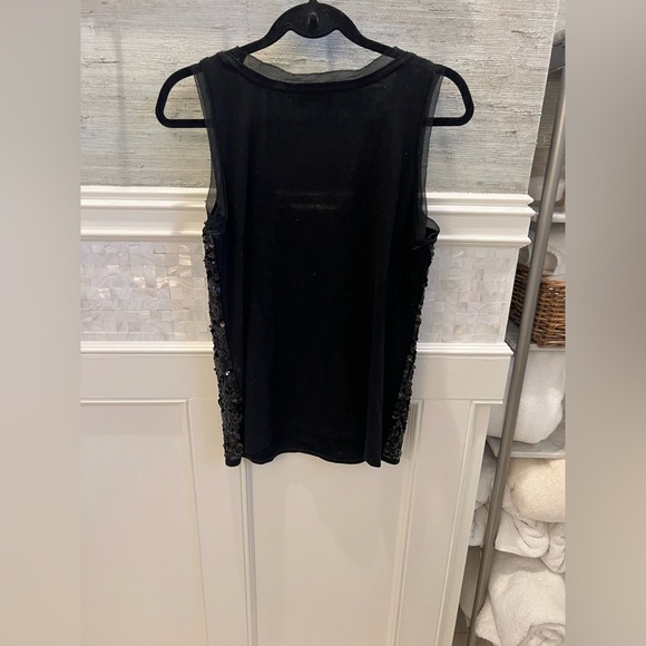 Loft black sequin scoop neck tank top sleeveless medium - Picture 13 of 14